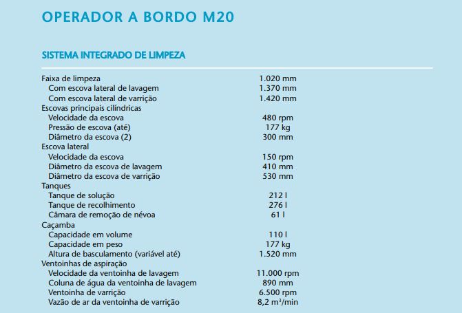 M20 Lavadora-varredeira M20 Lavadora-varredeira