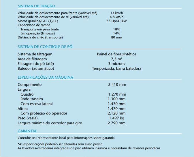 M20 Lavadora-varredeira M20 Lavadora-varredeira
